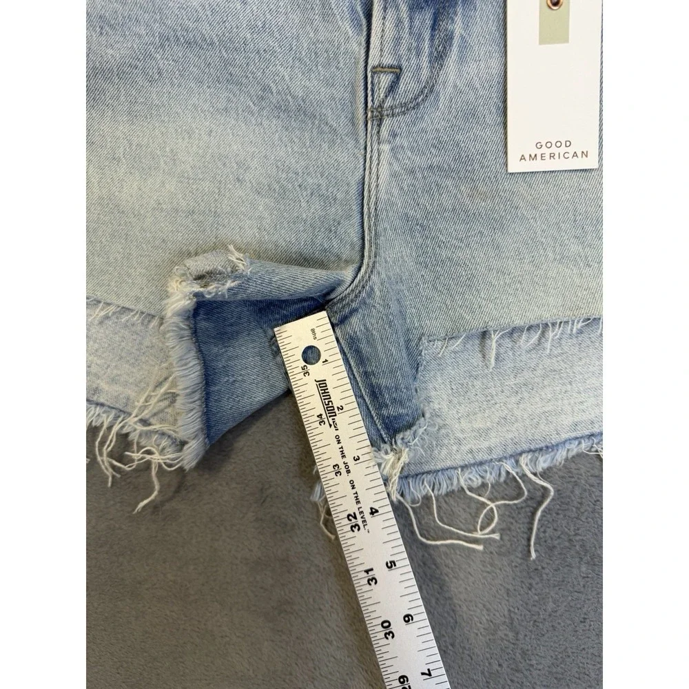 New Good American Jean Shorts Womens 8 Blue Light Wash Denim Good 90s Cut‎ Off
